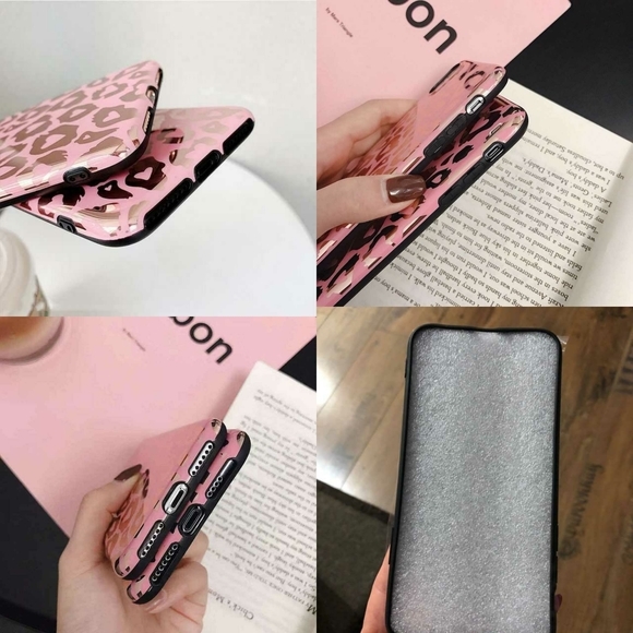 IPhone X Pink Metallic Leopard Print Phone Case - Picture 5 of 7